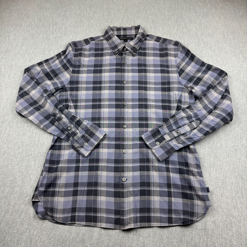 John Varvatos‎ U.S.A. Shirt Mens Medium Purple Plaid Button Down Long Sleeve Top
